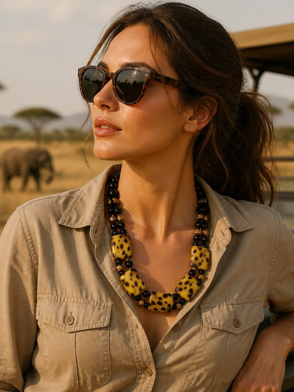Handcrafted Artisan Tortoise Bead Necklace